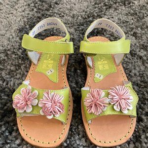 Girls Kid Express Lime Green Flower Sandals